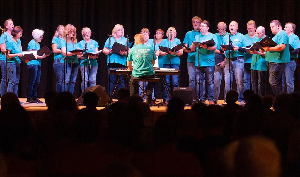 Der Chor „Unlike“ beim Konzert in der Weissachtalhalle in Freudenstein, das an eine 2013 ins Leben gerufene Reihe anknüpft. Foto: Fotomoment