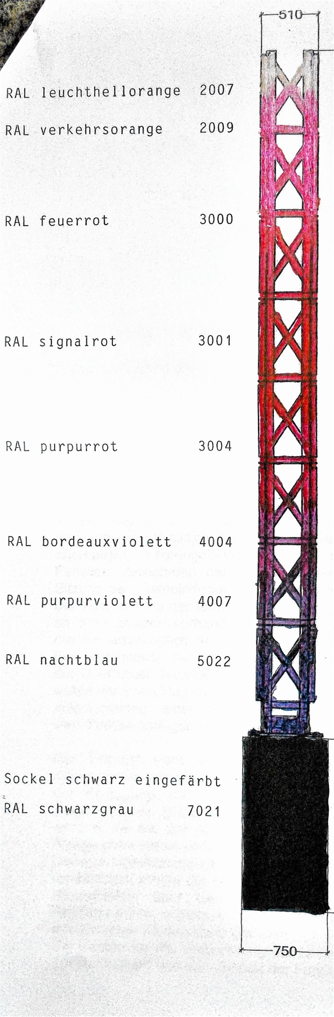 Der Entwurf: So sehen die Stützen aus, die an den Stahlbaubetrieb erinnern.Foto: eld