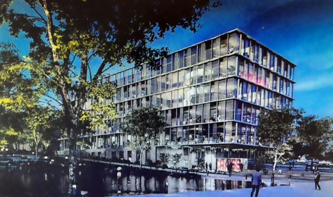 Ansichten eines neuen Stadtquartiers: Planer stellen Ideen für die Ziegelei vor Der Entwurf für das Craiss-Gebäude. Fotomontage: Craiss