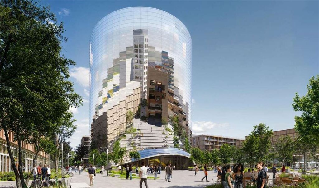 Der IPAI soll ein neues Zentrum für KI werden. Einen ersten Eindruck liefert die Visualisierung der Architekten.