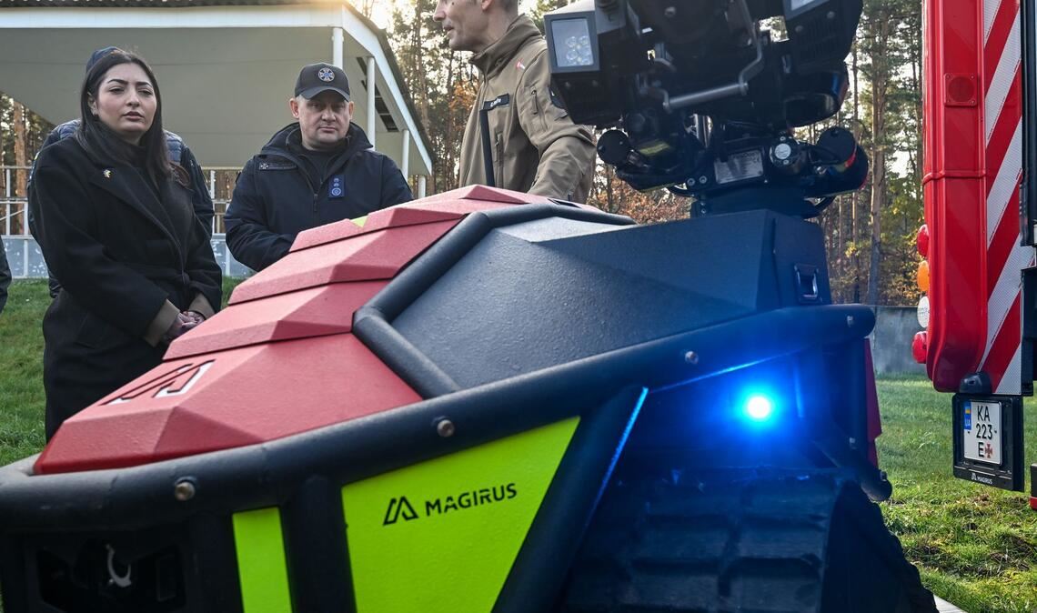 Der Löschroboter wurde von einer deutschen Firma entwickelt.