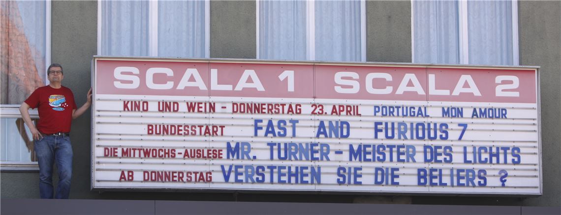Der Mühlacker Scala-Chef Joachim Baensch hat sich dem Protest angeschlossen und zeigt anstelle des Avengers-Films die Komödie „Verstehen Sie die Béliers ?“. Foto: Disselhoff
