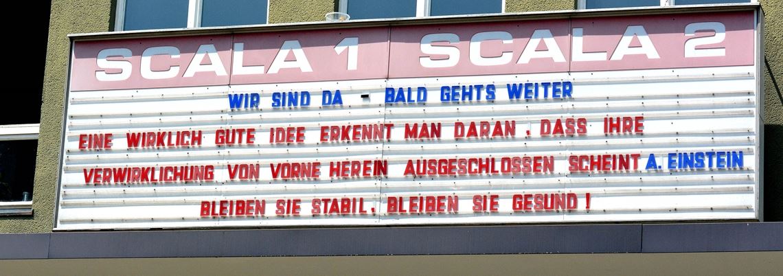 Der Mut-Mach-Spruch von Albert Einstein hat geholfen: Das Scala Filmtheater in Mühlacker wird voraussichtlich im Juli wieder öffnen.Fotos: Stahlfeld