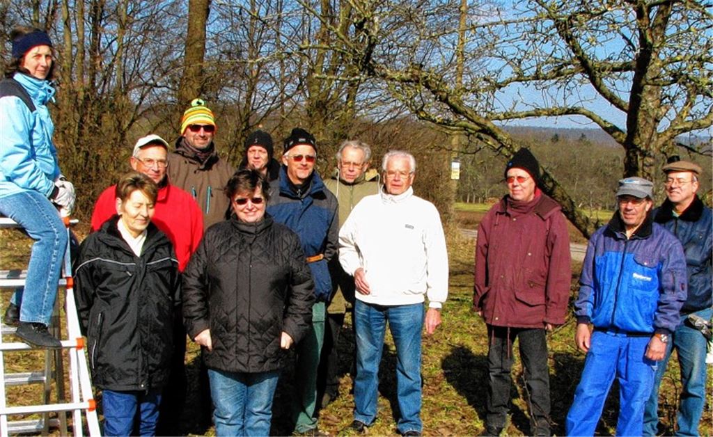 Der OGV Illingen und seine Gäste engagieren sich für die Pflege von Streuobstwiesen.