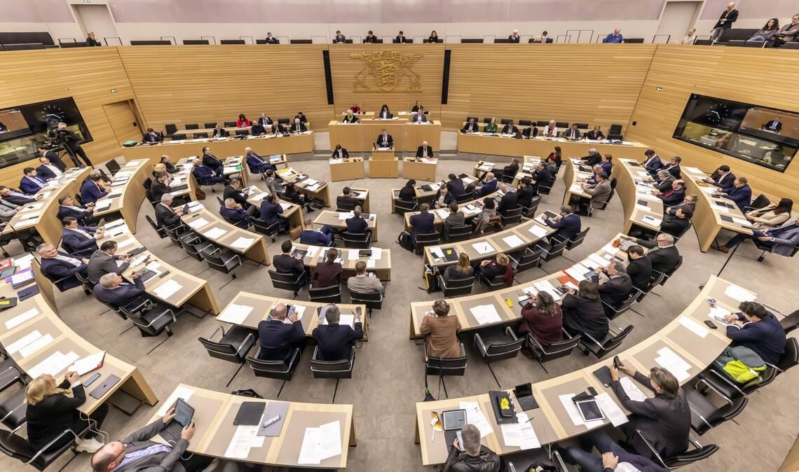 Der Plenarsaal des Landtags in Stuttgart. (Archivbild)