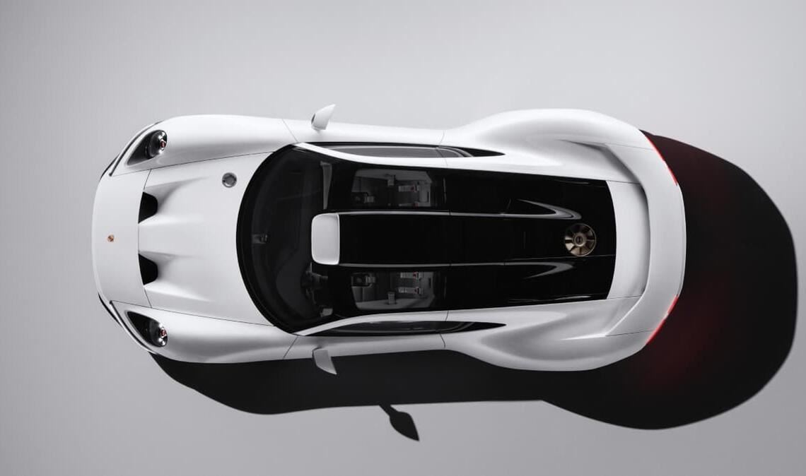 Der Porsche Mission S von oben: Gut erkennbar, das Lüfterrad auf dem Dach – angelehnt an den 917.