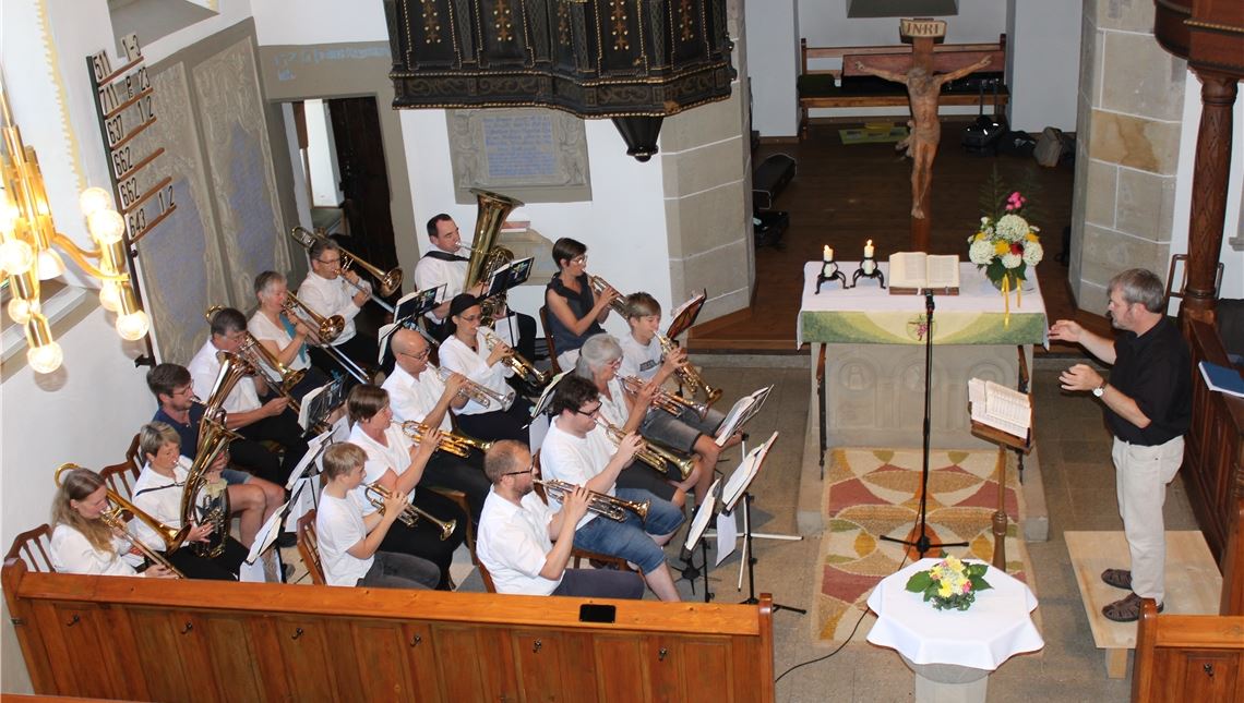 Der Posaunenchor ist wieder Teil des Gottesdienstes in der Albanikirche. Foto: Gießler