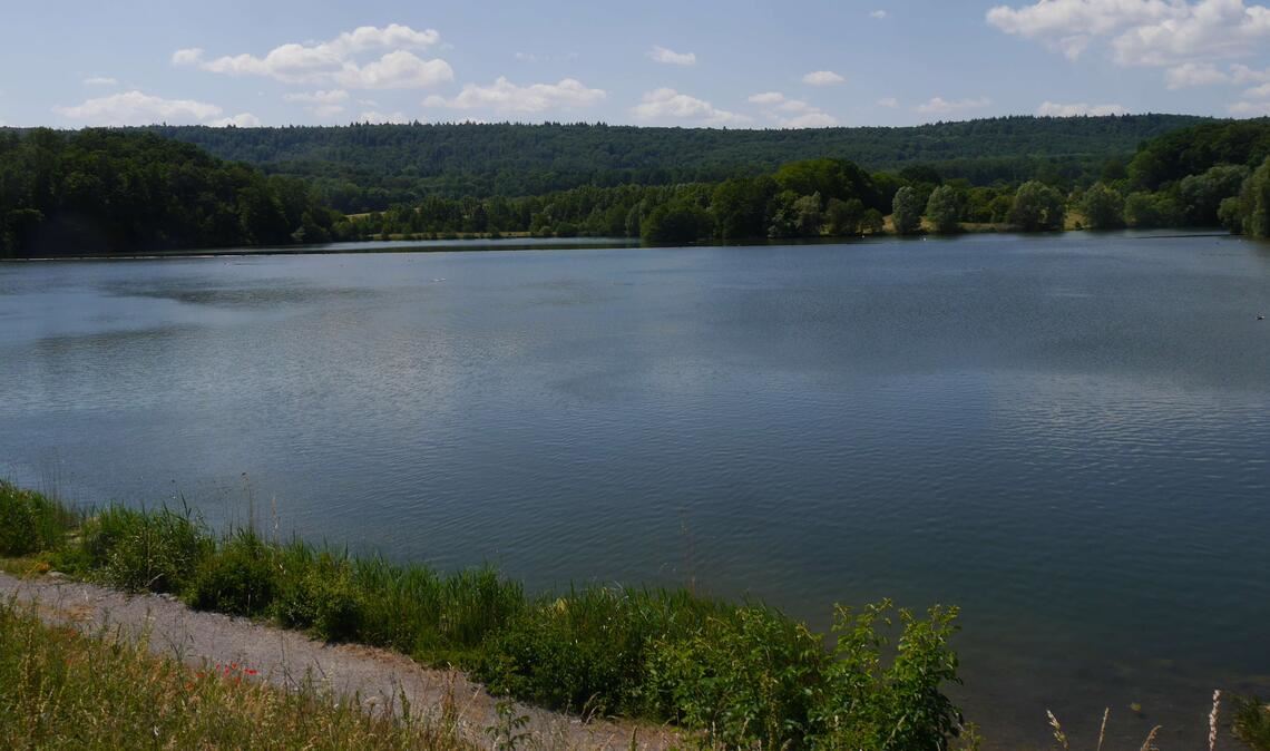 Der Stausee Ehmetsklinge liegt in unmittelbarer Nähe des Naturparkzentrums. Foto: Lechner