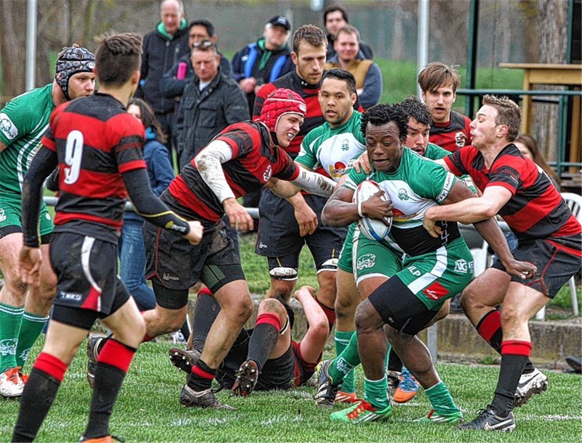 Der TV Pforzheim, hier mit Manasah Sita gegen den SC Frankfurt am Ball, will auf eigenem Platz Deutscher Meister werden. Archivfoto: Jürgen Keller
