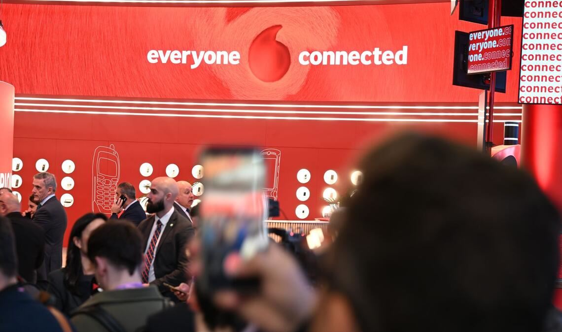 Der Vodafone-Messestand beim MWC in Barcelona.