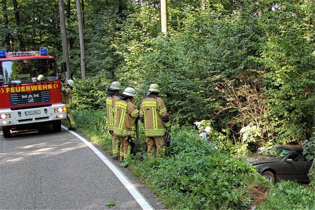 Der Wagen landet im Wald.