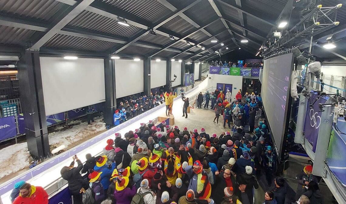 Der Zielbereich am Eiskanal von Cortina d’Ampezzo