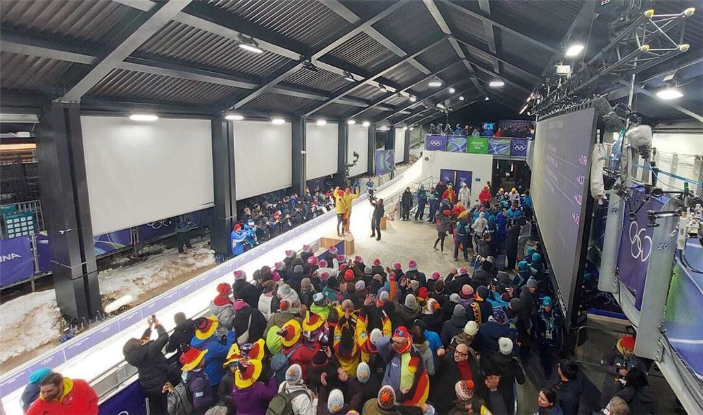 Der Zielbereich am Eiskanal von Cortina d’Ampezzo