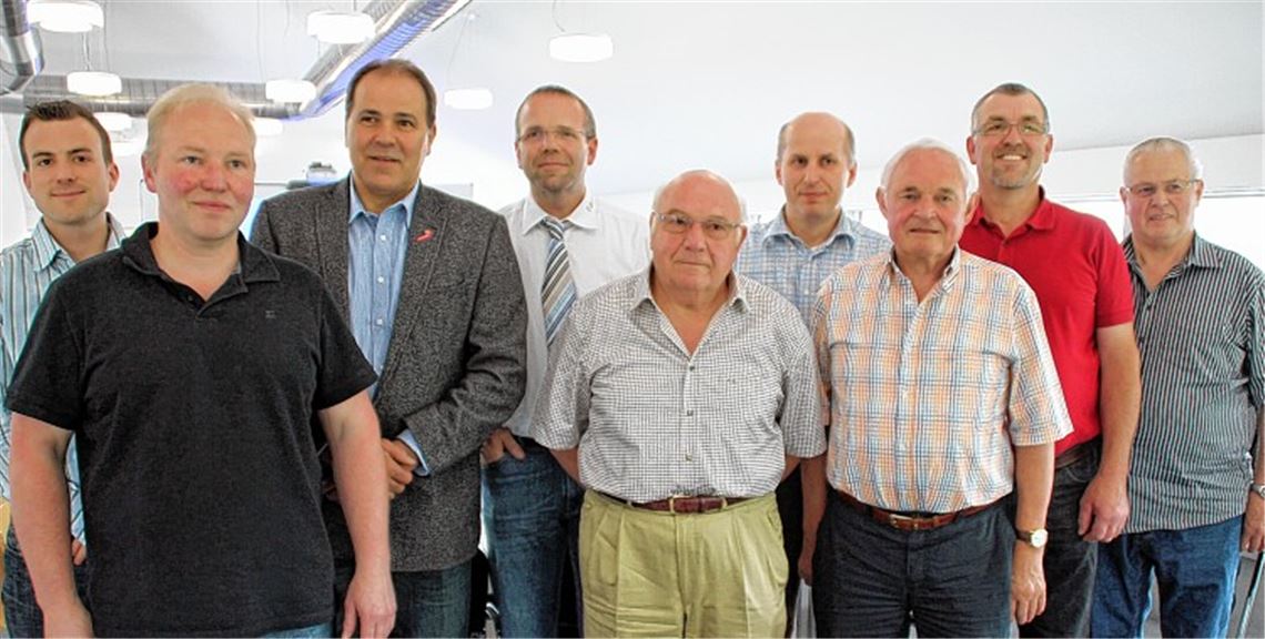 Der neu gewählte Vorstand der regionalen Fleischerinnung. Dritter von links: der alte und neue Obermeister Fritz Staib, Vierter von links: sein Stellvertreter Andreas Beier. 