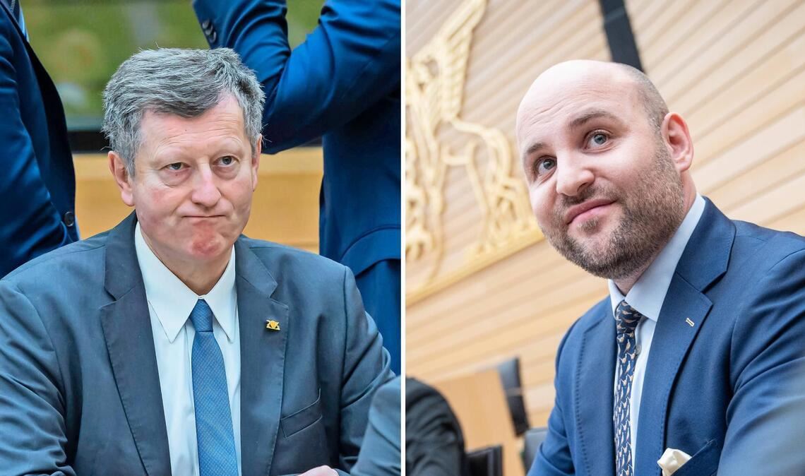 Der scheidende Landtagsabgeordnete Rüdiger Klos (links)  greift auch den AfD-Co-Landesvorsitzenden Markus Frohnmaier an.