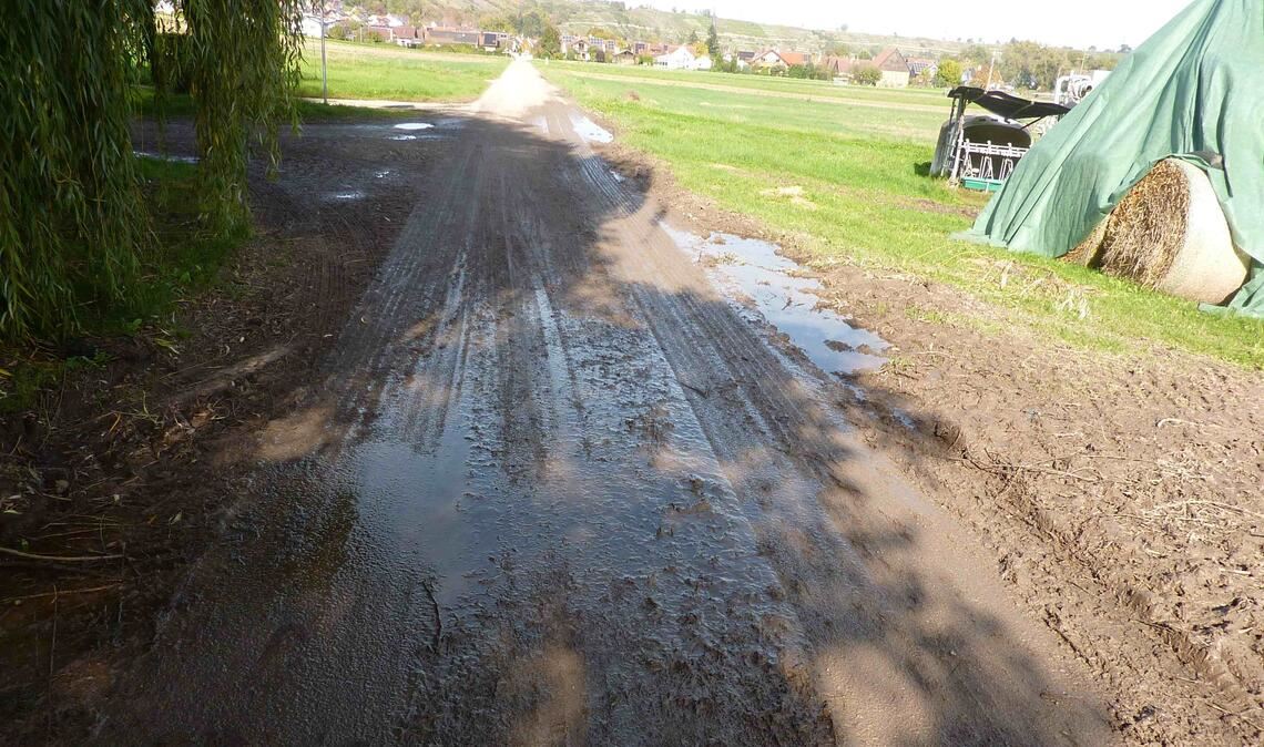 Der verschlammte Weg. Foto: privat