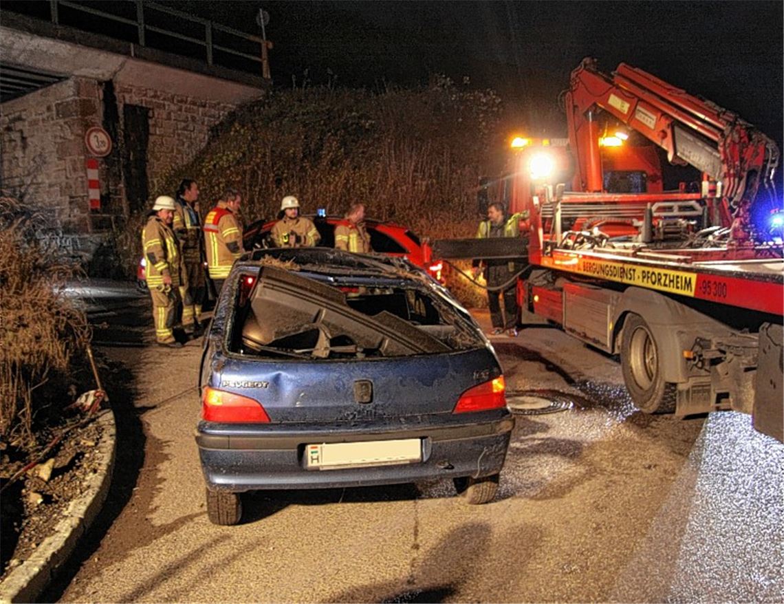 Der verunglückte Peugeot mit ungarischem Kennzeichen. Foto: Sadler