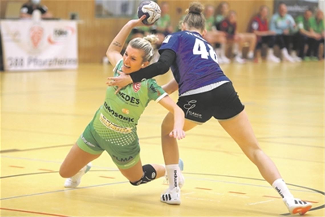 Desiree Kolasinac wird die TG88 Pforzheim verlassen. Den Fans wird sie als echte Kämpfernatur in Erinnerung bleiben, die immer Torgefahr ausgestrahlt hat.Archivfoto: Rubner