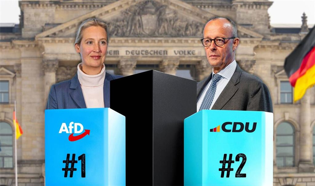 Die AfD um Alice Weidel liegt in den Umfragen derzeit vor der CDU um Friedrich Merz.