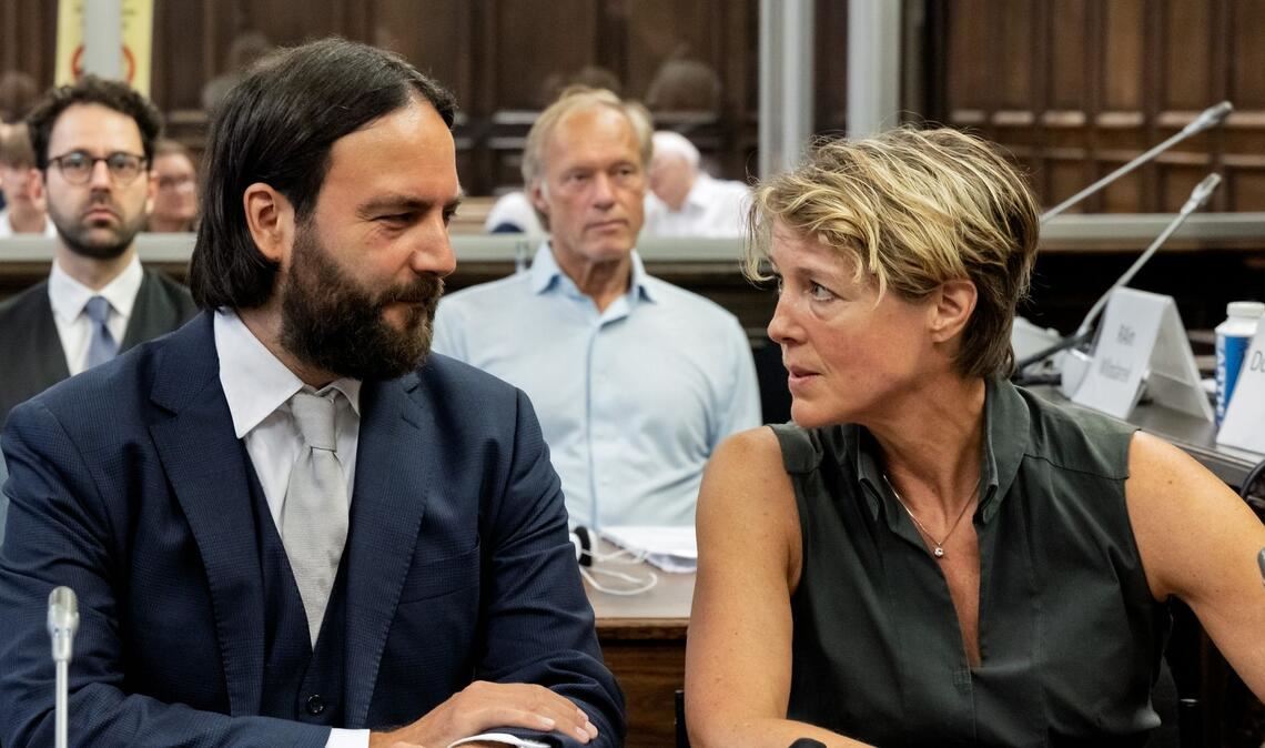 Die Angeklagte Christina Block und ihr Anwalt Ingo Bott am 60. Prozesstag.
