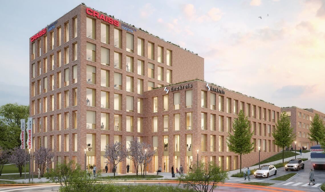 Die Anlaufstellen des Enzkreises in Mühlacker sollen im neuen Craiss-Gebäude an der Ziegeleistraße konzentriert werden. Animation: Craiss