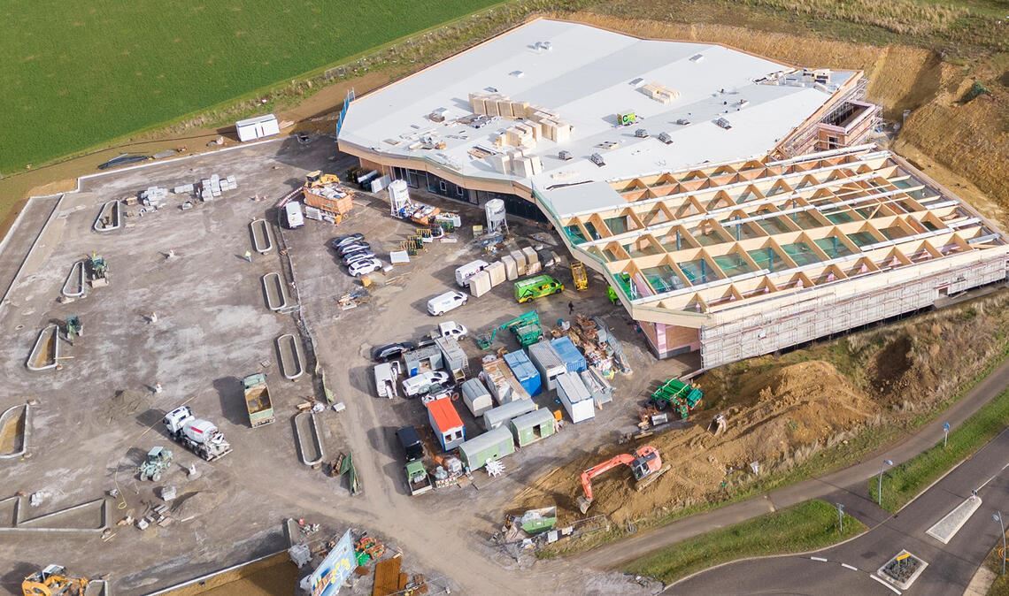 Die Bauarbeiten für den Supermarktstandort Seite – hier eine Aufnahme von November –schreiten voran. Foto: Fotomoment