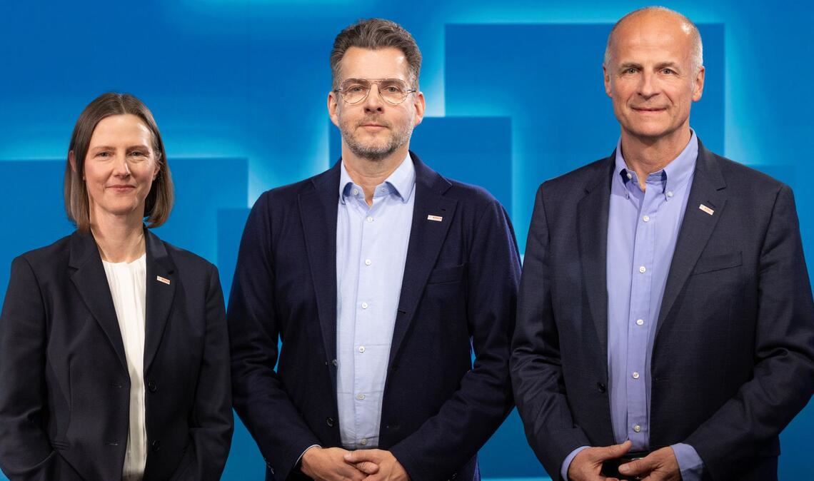 Die Bosch-Power-Tools-Spitze: Katharina Hartl bleibt im Bereichsvorstand. Martin Hettich (re.) stößt als Mitglied dazu, Michael Budde als Vorsitzender.