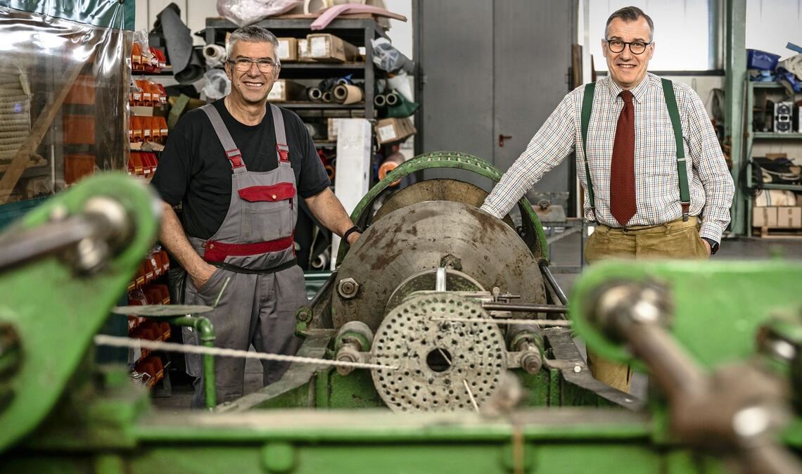 Die Brüder Christoph und Thomas Freßle (rechts) in ihrer Seilerei