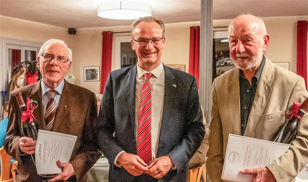 Die CDU-Jubilare Alfred Sand (li.), Gunther Krichbaum und Rolf Constantin. Foto: privat