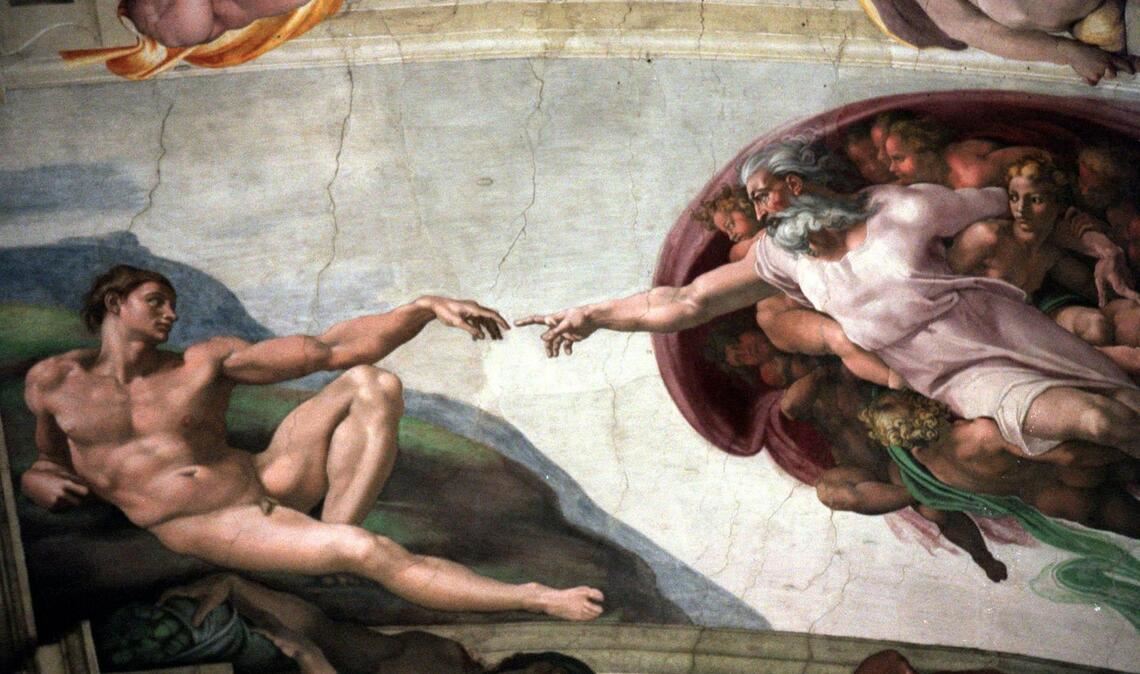 Die Erschaffung des Menschen: Michelangelos „Schöpfung“ in der Sixtinischen Kapelle im Vatikan.