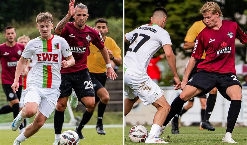 Die Ex-Kickers-Profis Vico Meien (re.) und Luigi Campagna (hier beide im WFV-Pokalspiel beim FC Esslingen) spielen in Aalen gemeinsam im zentralen Mittelfeld.
