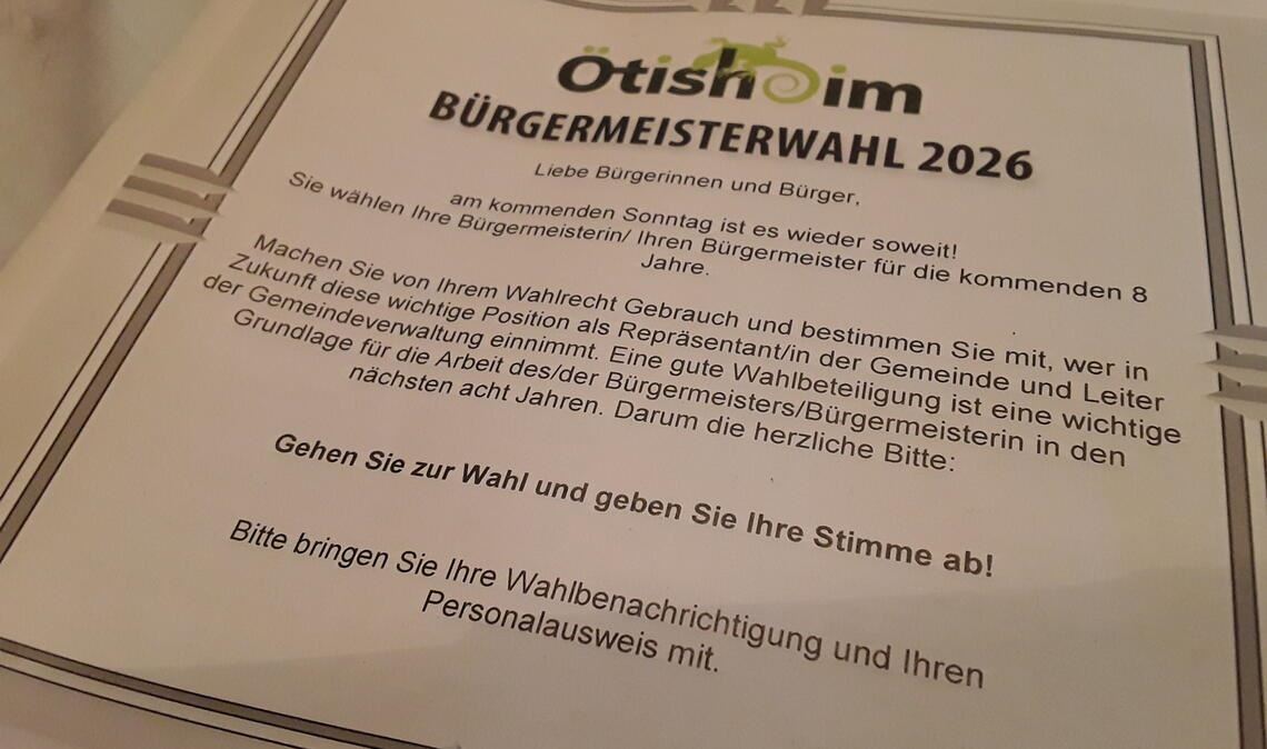 Die Gemeinde Ötisheim appelliert, an der Wahl teilzunehmen. Foto: Becker