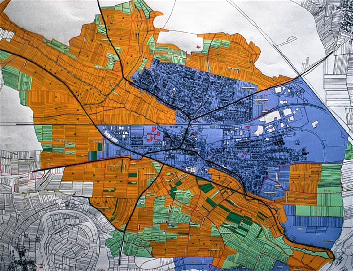Die Illinger Gemarkung: Gelb und grün markieren die Flächen, die das Landratsamt in ein eventuelles Flurneuordnungsverfahren einbeziehen würde.