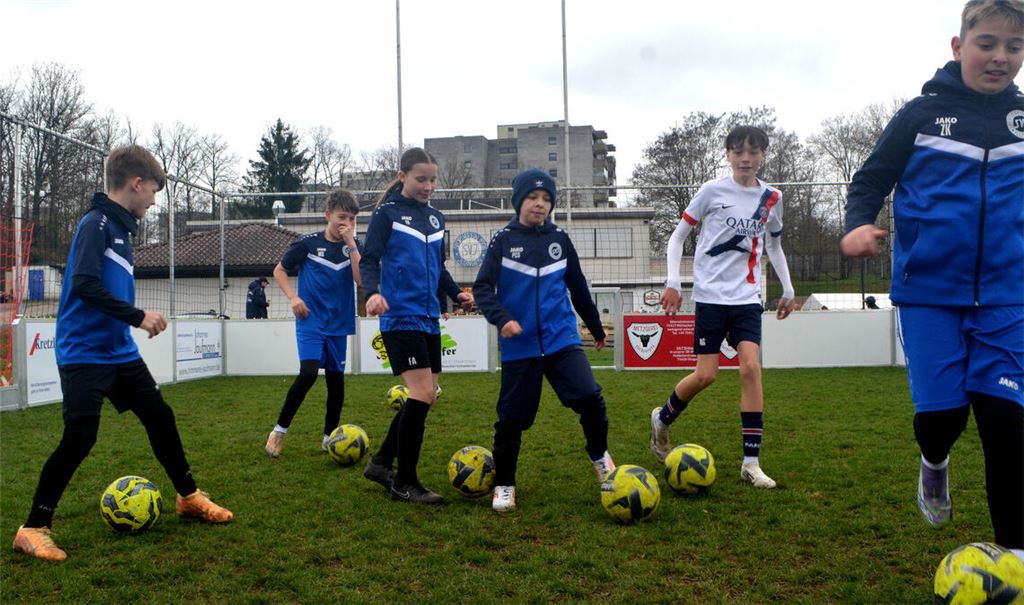 Die Jugendmannschaften der Fußballabteilung des SV Illingen, hier die D-Jugend, trainieren mit großem Spaß auf dem Kleinspielfeld. Fotos: Stahlfeld