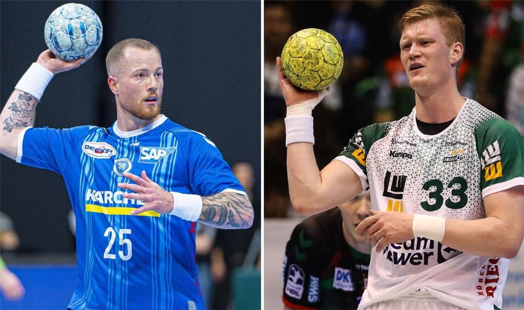 Die Kapitäne Patrick Zieker (TVB) und  Ymir Gislason (Frisch Auf) können zufrieden sein.