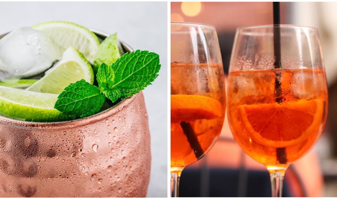 Die Kaulitz-Brüder mixen sich einen Mexican Mule (l.) und einen Aperol Spritz mit Glitzer (r.) (Symbolbilder)