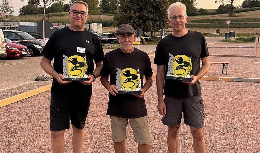Die Landesmeister Mathias Steinke (v.li.), Gebhard Köberle, Johannes Arnolds. Foto: privat