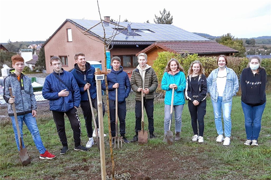 Konfirmanden pflanzen Baum