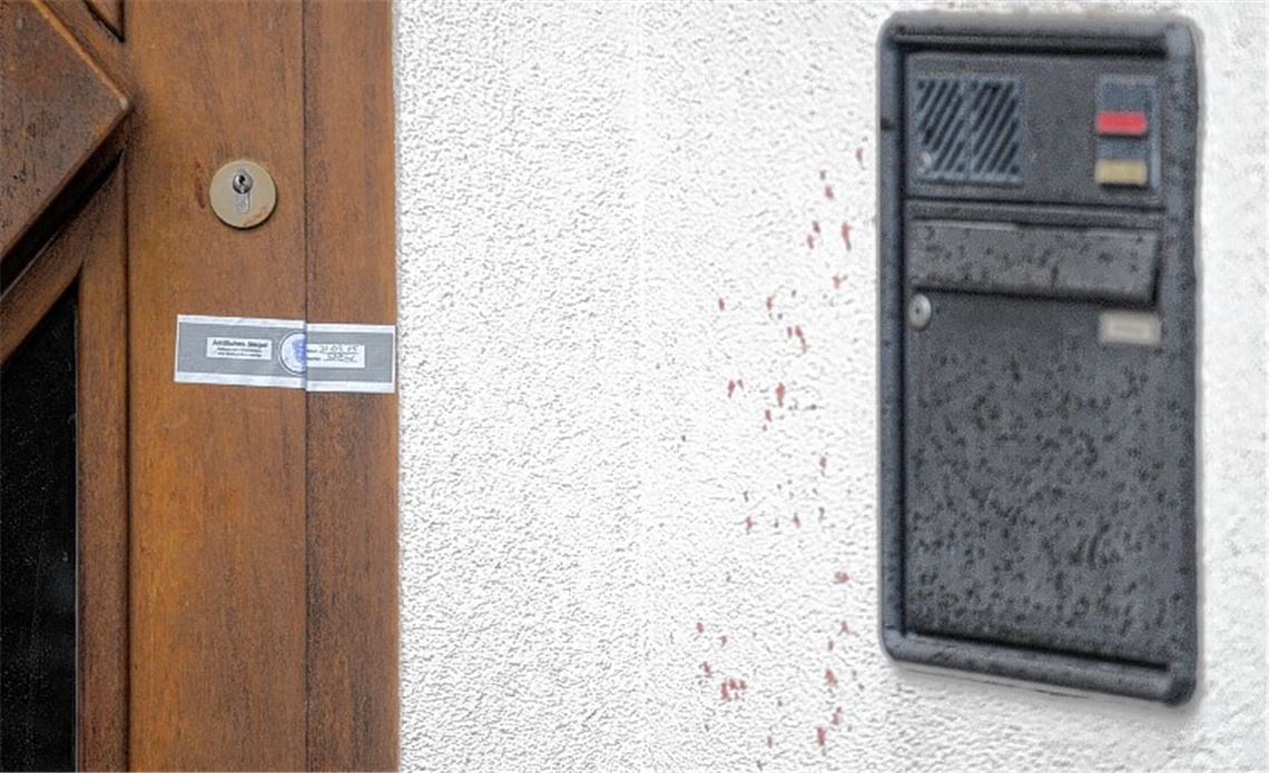 Die Polizei hat den Eingang zum Haus, in dem sich nach ersten Erkenntnissen der Ermittler ein Ehedrama abgespielt hat, versiegelt.
