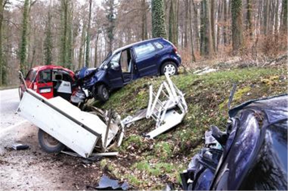 Die Polizei hat ihre Statistik der Verkehrsunfälle 2009 präsentiert. Nicht immer blieb es  wie hier im Plattenwald  bei Sachschaden.
Archivfoto: Franz