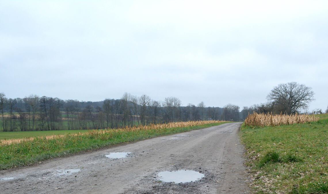 Anlieger lehnen Radweg-Pläne ab Die Schlaglochpiste wird vorerst nur ausgebessert, aber nicht asphaltiert. Foto: Stahlfeld