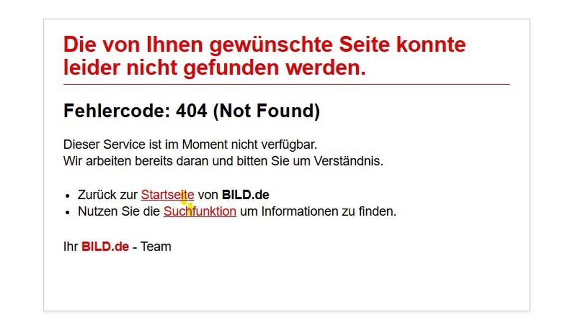 Die Seite Bild.de war am Dienstag nicht erreichbar.