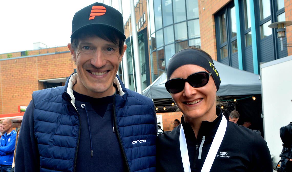 Die Sieger über zehn Kilometer: Christiane Wolf und Sebastian Kienle.
