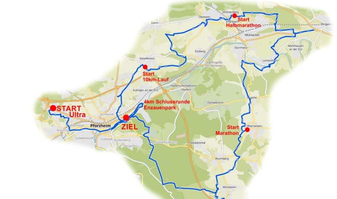 Lauf für Kinder: Jetzt noch Startgutscheine gewinnen Die Strecke endet für alle Läufer und Radler in Pforzheim im Enzauenpark.