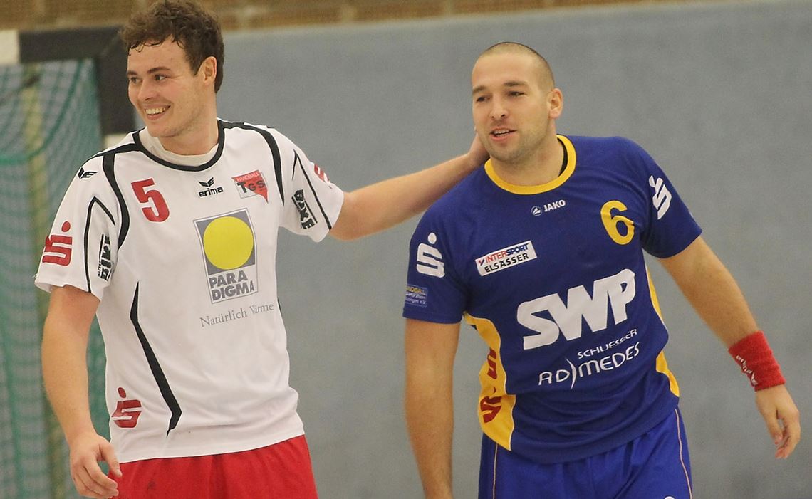 Die TGS Pforzheim um Spieler Florian Taafel trifft demnächst wohl auf den Stadtrivalen SG Pforzheim/Eutingen, für die sein jetziger Trainer Tobias Müller früher aktiv war.Archivfoto: Rubner