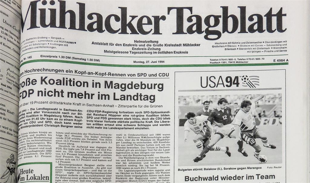 Die Titelseite des Mühlacker Tagblatt vom 27. Juni 1994. Fotos: Becker