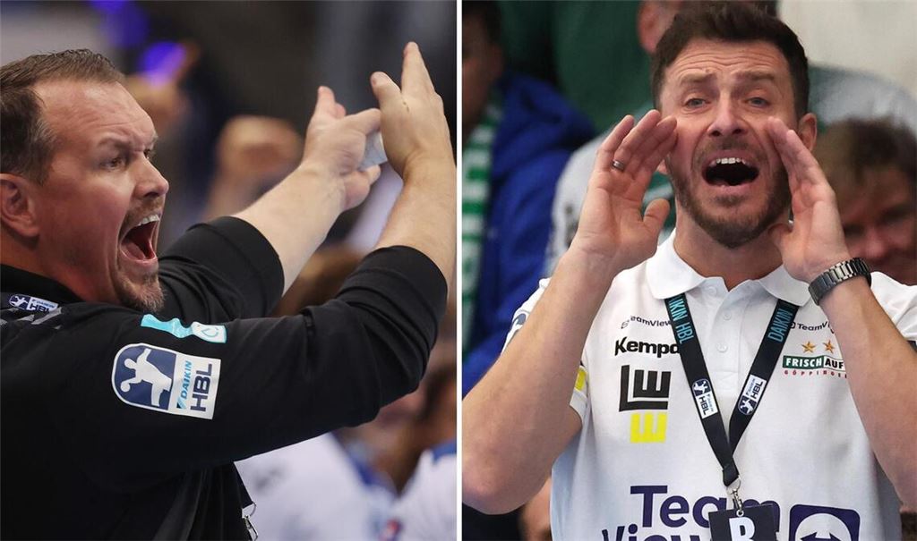 Die Trainer Misha Kaufmann (li./TVB Stuttgart) und Ben Matschke (Frisch Auf Göppingen) stehen mit ihren Teams jeweils vor Heimspielen vor vollen Hallen.