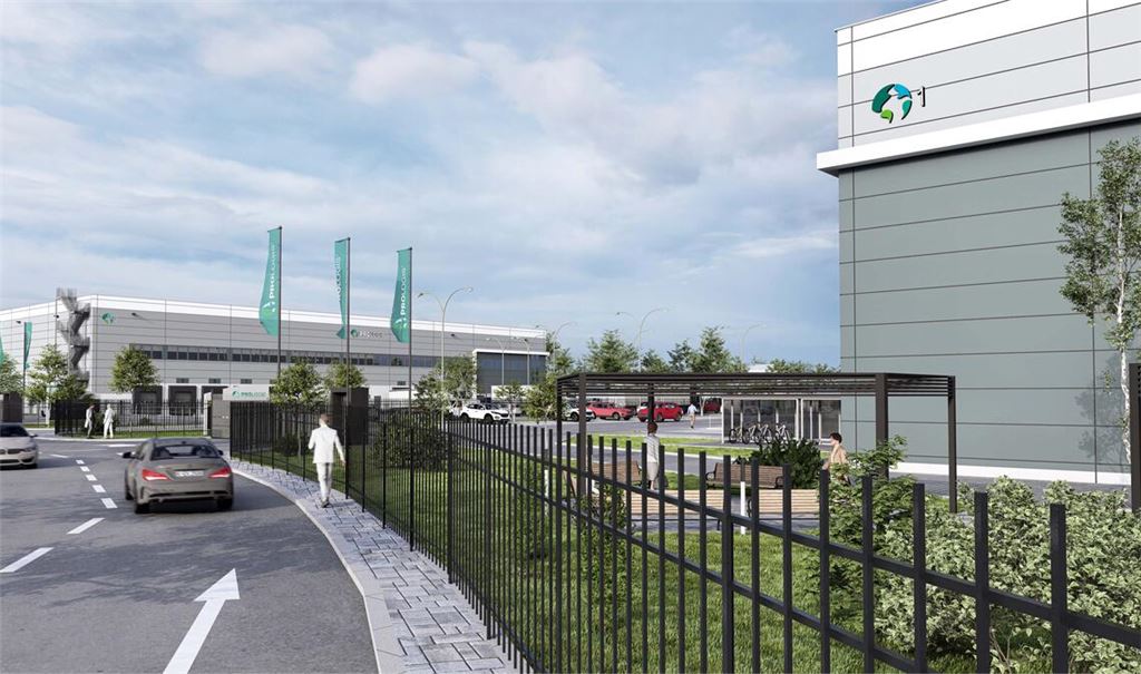 Die Visualisierung gibt einen Eindruck davon, wie der Prologis-Standort in Illingen aussehen soll. Visualisierung: Prologis