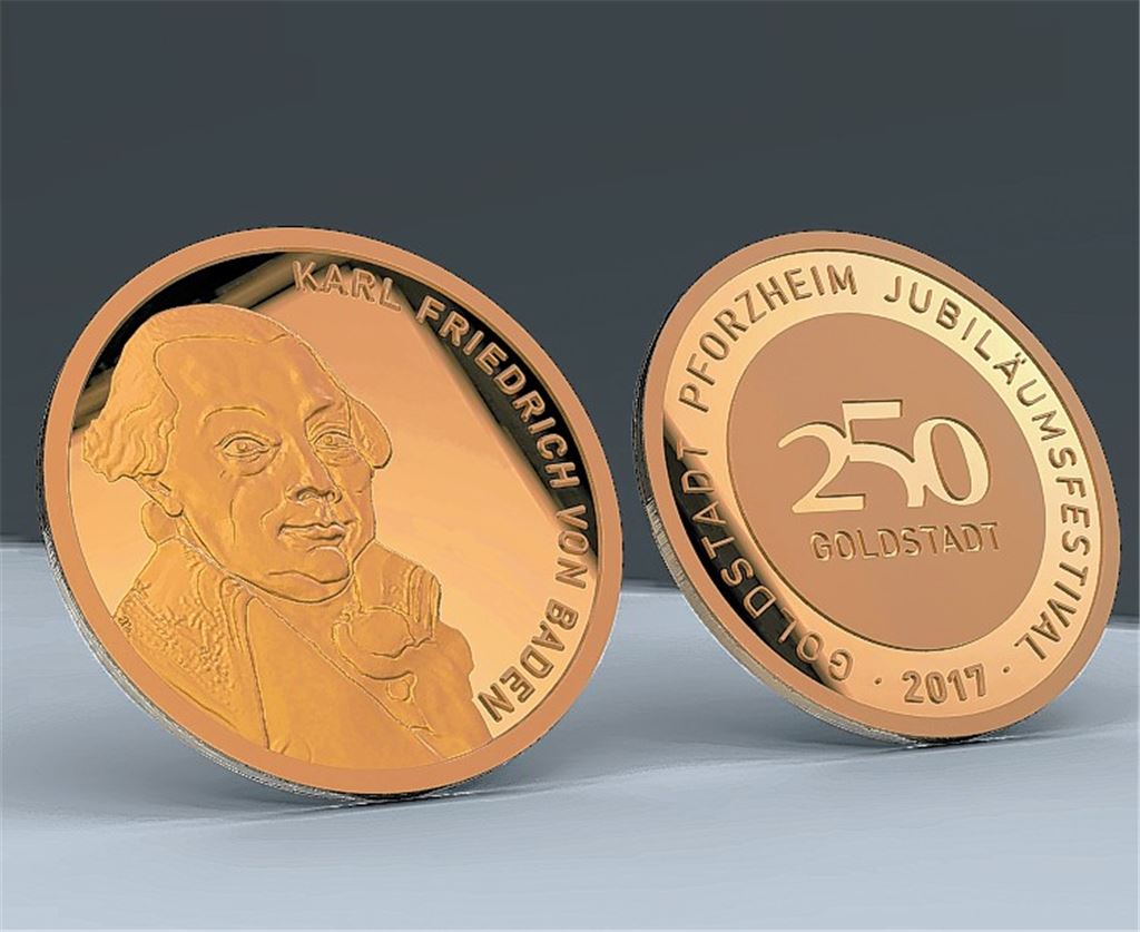 Exklusive Medaille zum Goldstadt-Jubiläum