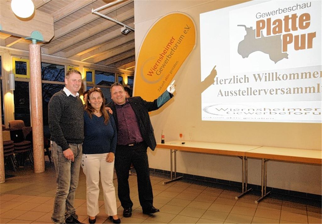 Die Vorstandsmitglieder des Gewerbeforums Gerd Kristek (li.), Diana Meichel und Gerd Gölz freuen sich auf die Messe. Foto: Appich